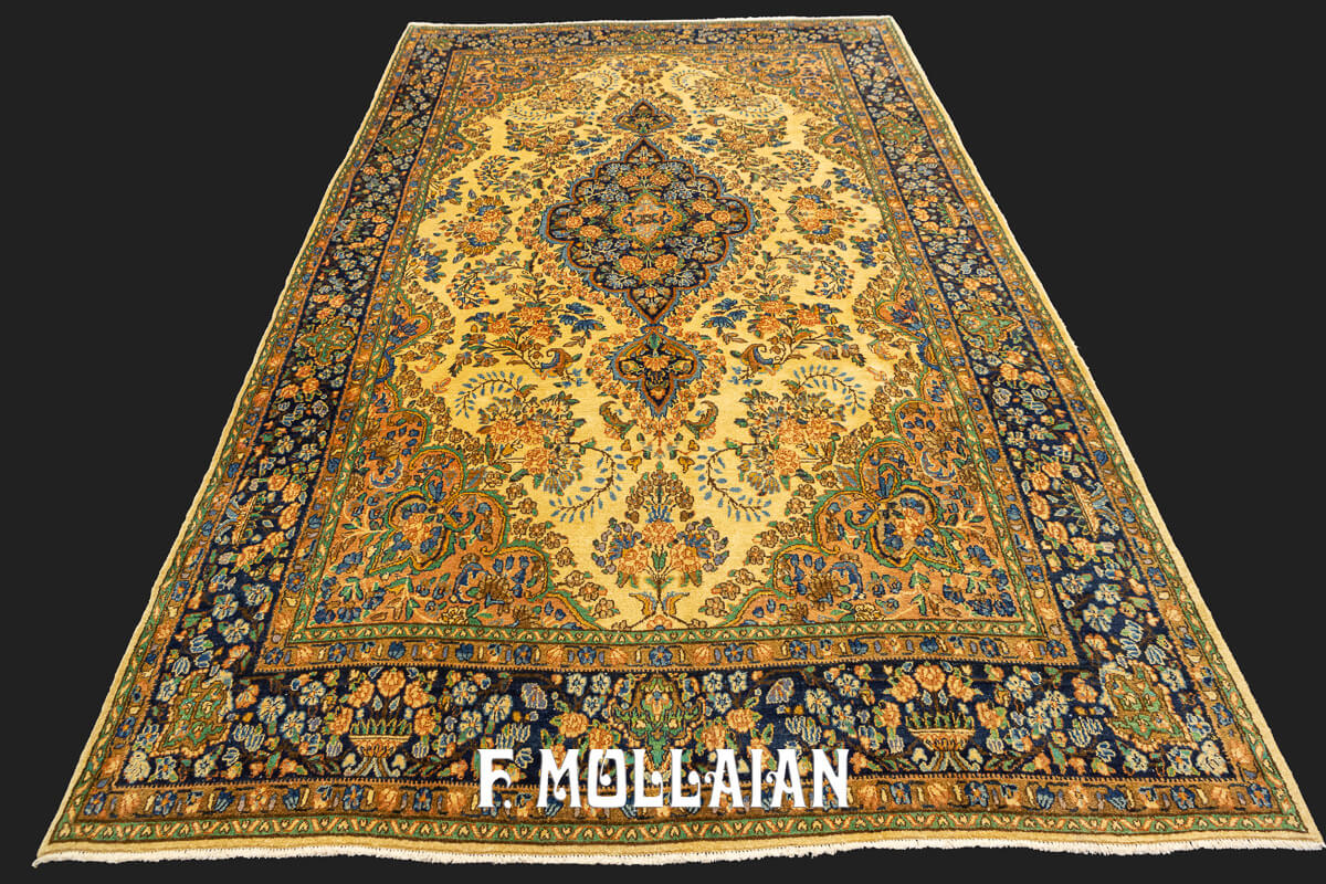 Antique Kerman Rug Beige Field Color n°:68383944